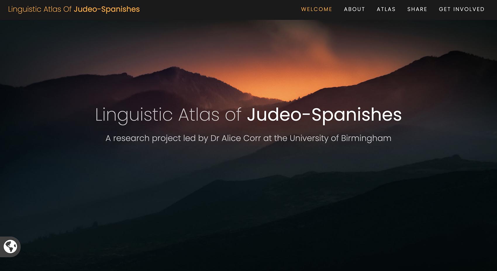 Screenshot of website: Linguistic Atlas of Judeo-Spanishes